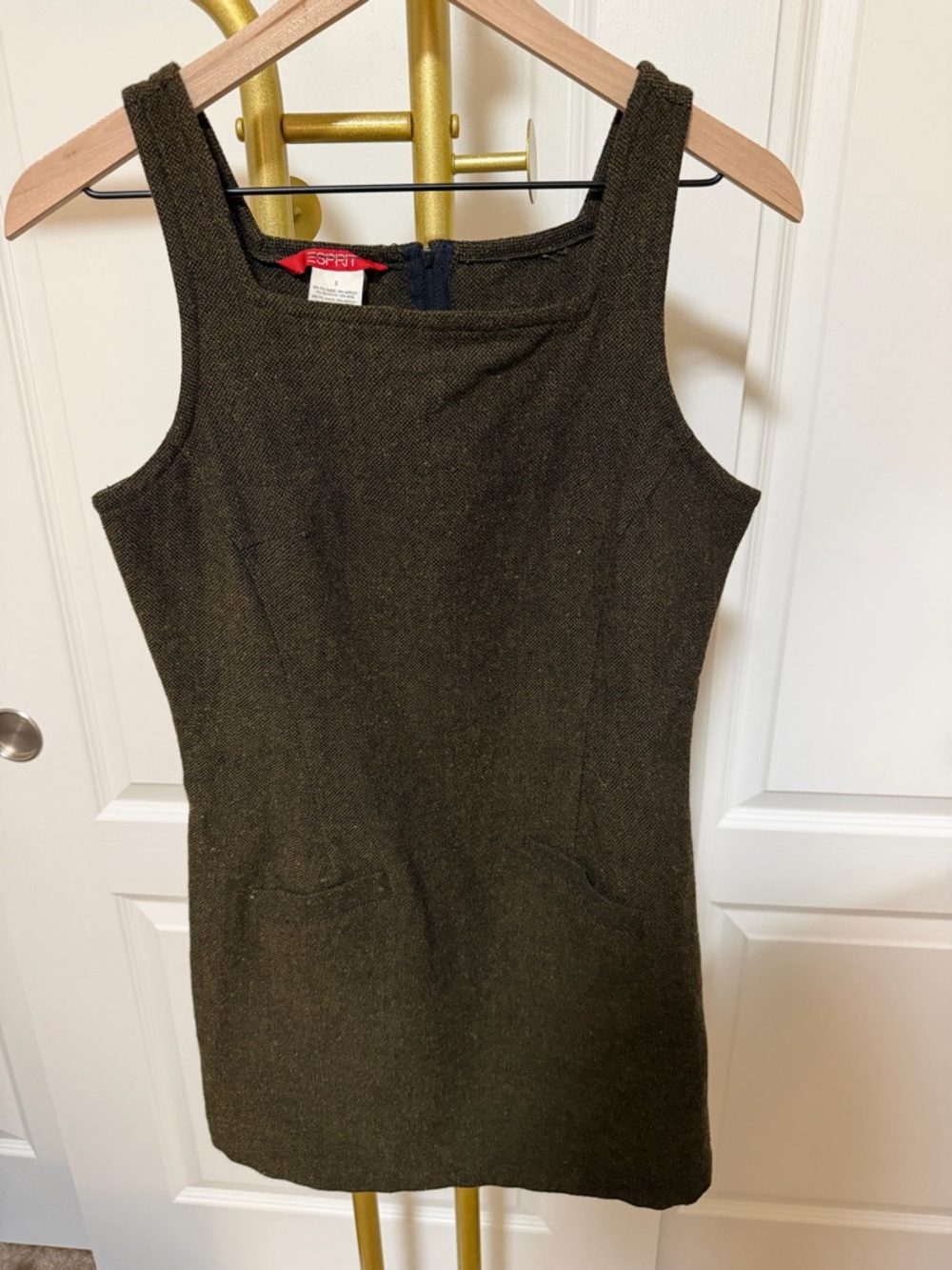 Spirit Olive Green Tweed Sheath Dress